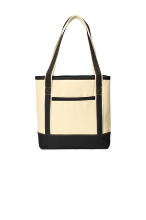 Port Authority BG412 Medium Cotton Canvas Tote, Natural/ Black
