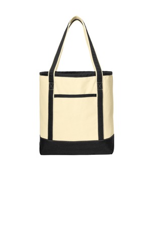 Port Authority BG413 Large Cotton Canvas Tote, Natural/ Black