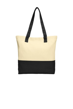 Port Authority BG414 Colorblock Cotton Tote, Natural/ Black