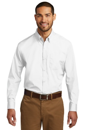 Port Authority TW100 Tall Long Sleeve Carefree Poplin Shirt, White