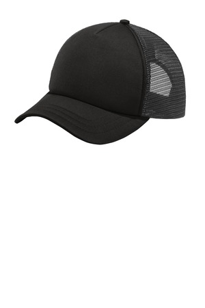 Port Authority C936 5-Panel Twill Foam Trucker Cap, Black/ Black