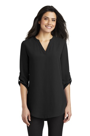 Port Authority LW701 Women's 3/4-Sleeve Tunic Blouse, Black