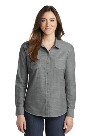Port Authority LW380 Women's Slub Chambray Shirt, Grey