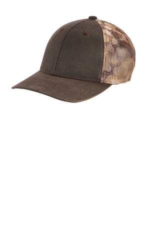 Port Authority C891 Pigment Print Camouflage Mesh Back Cap, Kryptek Highlander/ Brown