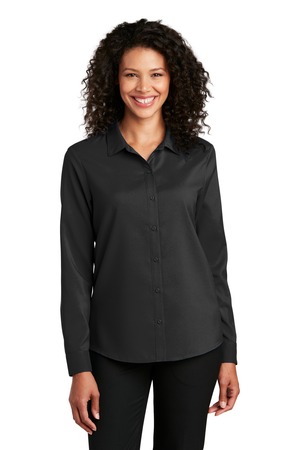 Port Authority LW401 Women's Long Sleeve Performance Staff Shirt, Black