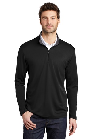 Port Authority K584 Silk Touch Performance 1/4-Zip, Black/ Steel Grey