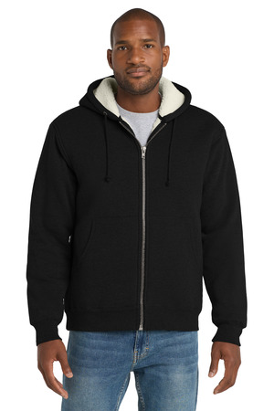 CornerStone CS625 Heavyweight Sherpa-Lined Hooded Fleece Jacket, Black