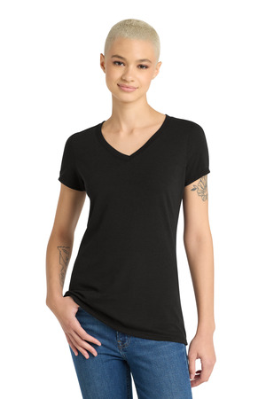 District DM1350L Women's Perfect Tri V-Neck Tee, Black