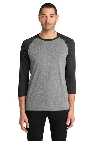 District DM136 Perfect Tri 3/4-Sleeve Raglan, Black Frost/ Grey Frost