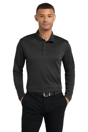 Port Authority K540LS Silk Touch Performance Long Sleeve Polo, Black
