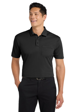 Port Authority K540P Silk Touch Performance Pocket Polo, Black