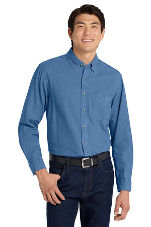 Port Authority TLS600 Tall Long Sleeve Denim Shirt, Faded Blue