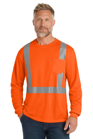 CornerStone CS201 ANSI 107 Class 2 Mesh Long Sleeve Tee, Safety Orange
