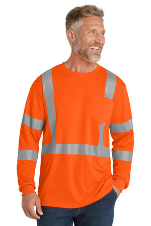 CornerStone CS203 ANSI 107 Class 3 Mesh Long Sleeve Tee, Safety Orange