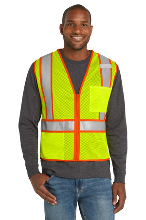 CornerStone CSV103 ANSI 107 Class 2 Mesh Zippered Two-Tone Vest, Safety Yellow