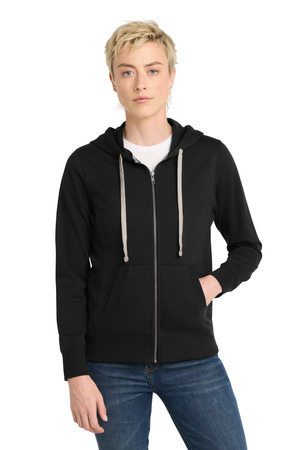 District DT8103 Women's Re-Fleece Full-Zip Hoodie, Black