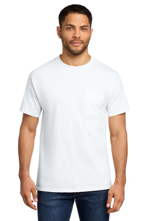 Port & Co PC61P Essential Pocket Tee, White