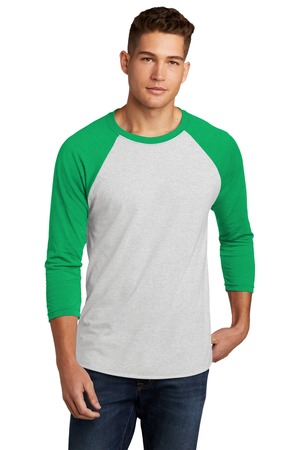 Next Level Apparel NL6051 Adult Tri-Blend 3/4-Sleeve Raglan Tee, Envy/ Hthr White