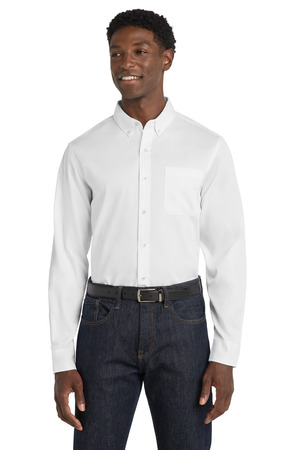 Port Authority W808 Long Sleeve SuperPro React Twill Shirt, White