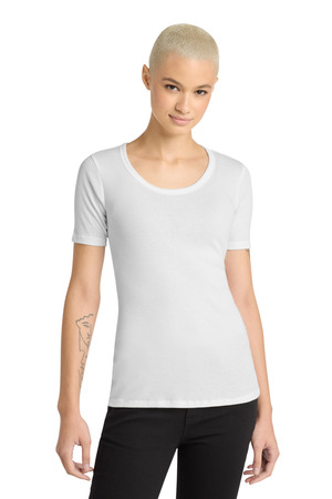 District DT6020 Women's V.I.T. Rib Scoop Neck Tee, White