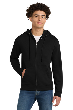 District DT6102 V.I.T. Fleece Full-Zip Hoodie, Black