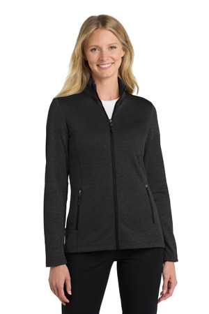 Port Authority L905 Women's Collective Striated Fleece Jacket, Deep Black Heather