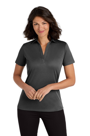 Port Authority LK542 Women's Heathered Silk Touch Performance Polo, Black Heather