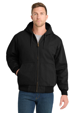 CornerStone CSJ41 Washed Duck Cloth Insulated Hooded Work Jacket, Black