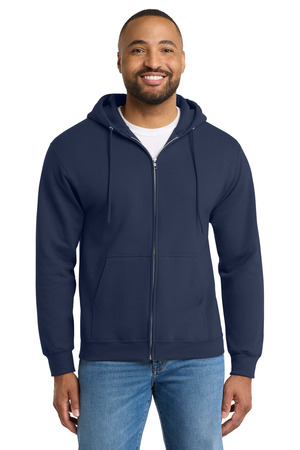 Port & Co PC90ZHT Tall Essential Fleece Full-Zip Hooded Sweatshirt, Navy