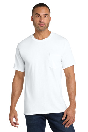 Port & Co PC54P Core Cotton Pocket Tee, White