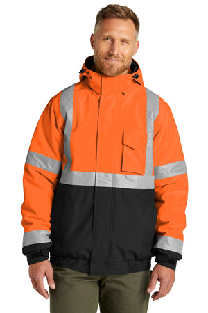CornerStone CSJ500 ANSI 107 Class 3 Economy Waterproof Insulated Bomber Jacket, Safety Orange