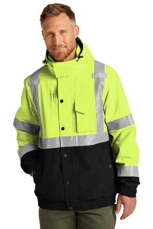 CornerStone CSJ501 ANSI 107 Class 3 Waterproof Insulated Ripstop Bomber Jacket, Safety Yellow