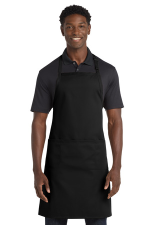 Port Authority A700 Easy Care Extra Long Bib Apron with Stain Release, Black