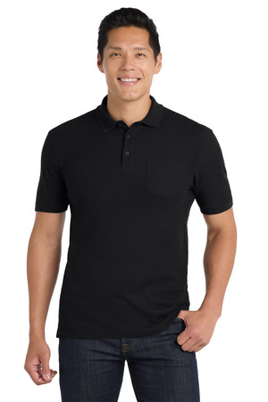 Port Authority K100P Core Classic Pique Pocket Polo, Deep Black