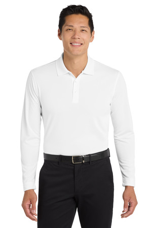 Port Authority K110LS Dry Zone UV Micro-Mesh Long Sleeve Polo, White