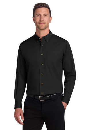 Port Authority S600T Long Sleeve Twill Shirt, Black