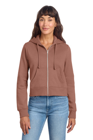 District DT6103 Women's V.I.T. Fleece Full-Zip Hoodie, Desert Rose