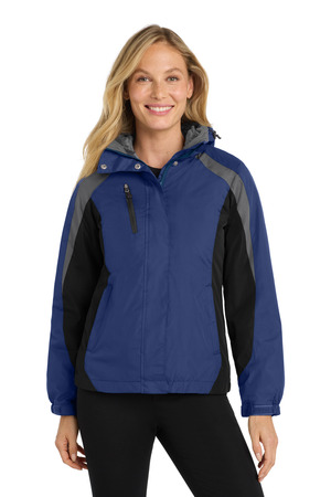 Port Authority L321 Women's Colorblock 3-in-1 Jacket, Admiral Blue/ Black/ Magnet