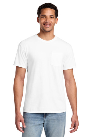 Port & Co PC099P Beach Wash Garment-Dyed Pocket Tee, White