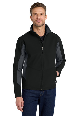 Port Authority J318 Core Colorblock Soft Shell Jacket, Black/ Battleship Grey