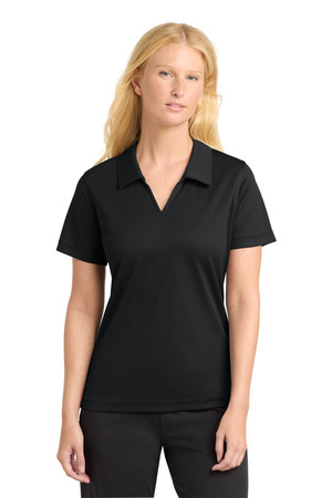 Sport-Tek L469 Women's Dri-Mesh V-Neck Polo, Black