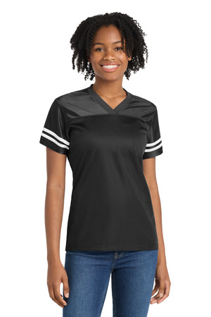 Sport-Tek LST307 Women's PosiCharge Replica Jersey, Black/ White
