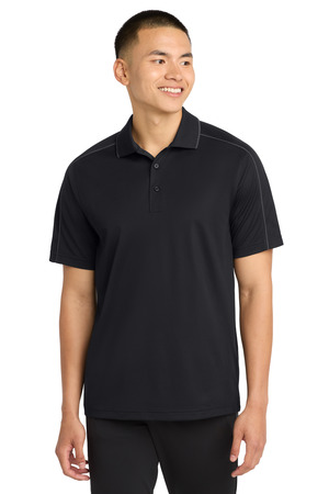 Sport-Tek ST653 Micropique Sport-Wick Piped Polo, Black/ Iron Grey