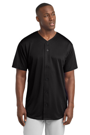 Sport-Tek ST220 PosiCharge Tough Mesh Full-Button Jersey, Black