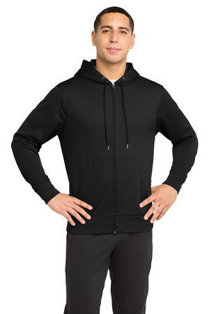 Sport-Tek ST238 Sport-Wick Fleece Full-Zip Hooded Jacket, Black