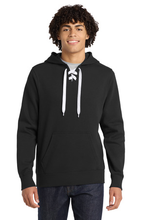 Sport-Tek ST271 Lace Up Pullover Hooded Sweatshirt, Black