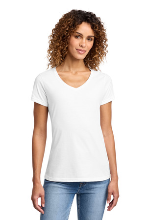 Port & Co LPC455V Women's Fan Favorite Blend V-Neck Tee, White