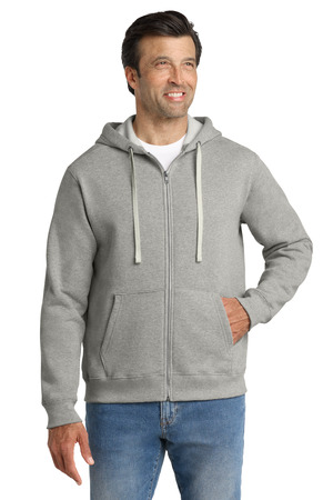 Volunteer Knitwear VL130ZH Chore Fleece Full-Zip Hoodie, Heather Grey