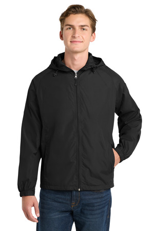 Sport-Tek JST73 Hooded Raglan Jacket, Black