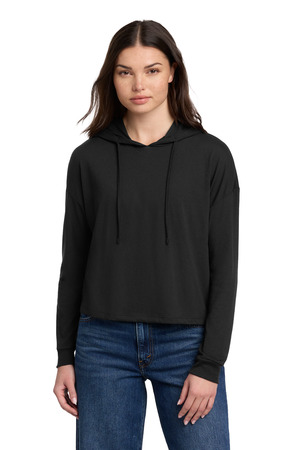 District DT1390L Women's Perfect Tri Midi Long Sleeve Hoodie, Black